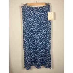 VTG NWT 90's Kathie Lee Collection Womens Maxi Skirt Blue Floral Rayon Size 12